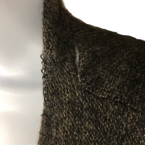 Peruvian Connection Sweater 100% Royal Alpaca Brown Knit Cardigan Duster L -flaw - Picture 9 of 11